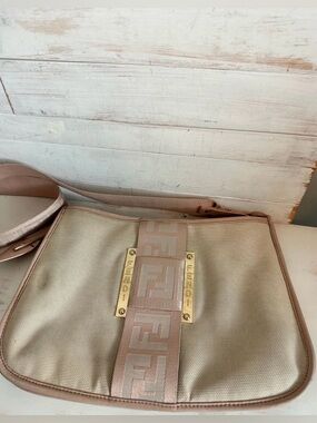 Fendi Zucca Pink/Khaki Crossbody with Monogram Strap